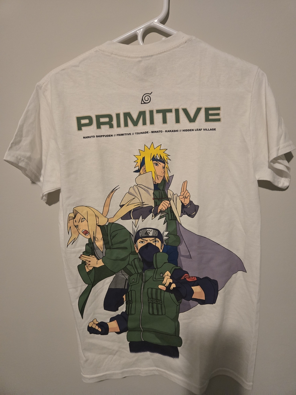 Primitive White Naruto Graphic Short Sleeve Tee with Green Accents